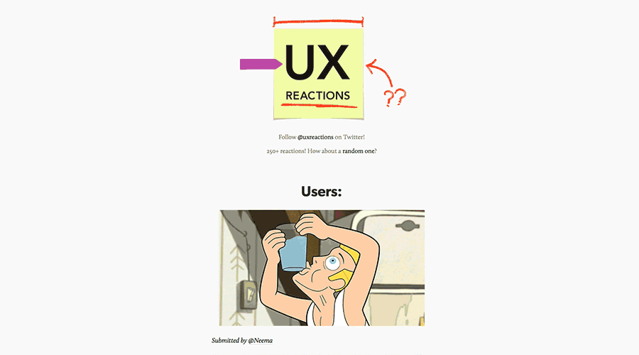 UXReactions.com depiction of users on a website